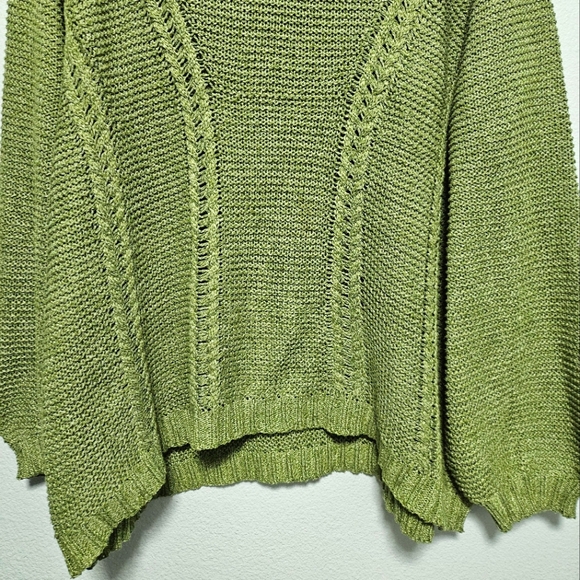 Easel Los Angeles Oversized Matcha Green Mock Neck Chunky Knit Sweater Size S/M - Picture 7 of 10